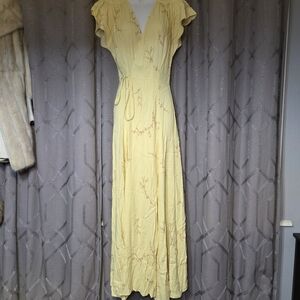 Reformation Sparrow Yellow Floral Wrap Maxi Dress XS